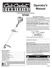 Cub Cadet Commercial ST432 Manuel De L'utilisateur