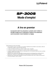 Roland DG SP-300S Mode D'emploi