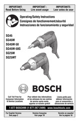 Bosch SG25MT Consignes De Fonctionnement/Sécurité