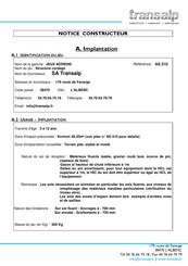 Transalp JEUX AERIENS AE-310 Notice Constructeur