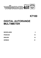 Velleman-Kit K7100 Mode D'emploi