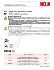 Riello F15 Instructions Pour Installation, Utilisation Et Entretien