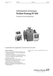 Endress+Hauser Proline Promag W 400 Information Technique