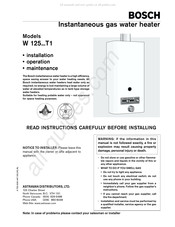 Bosch W 125 T1 Serie Manuel D'installation, D'entretien Et D'utilisation