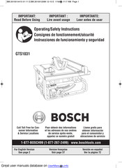 Bosch GTS1031 Consignes De Fonctionnement/Sécurité