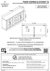 LOXLEY ROWE PARIS CONSOLE ACCENT 72 Manuel D'installation