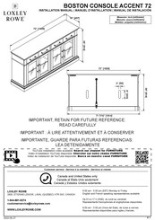 LOXLEY ROWE BOSTON CONSOLE ACCENT 72 Manuel D'installation