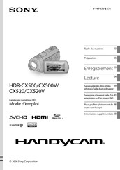 Sony HDR-CX500 Mode D'emploi