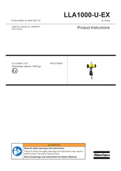 Atlas Copco LLA1000-U-EX Notice D'utilisation Du Produit