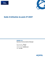 Nortel 2007 Guide D'utilisation