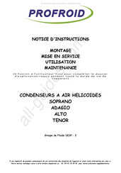 Profroid ADAGIO Serie Notice D'instructions