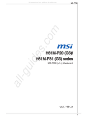 MSI H61M-P31 G3 Serie Mode D'emploi