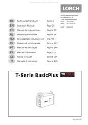 LORCH BasicPlus T Serie Manuel D'utilisation