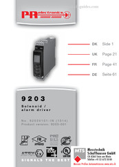 PR electronics 9203 Mode D'emploi