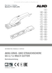 AL-KO GS 3,7 Li Multi Cutter Mode D'emploi