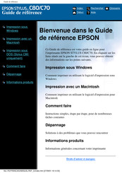 Epson Stylus C80 Guide De Référence