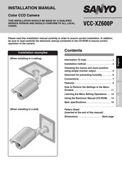 Sanyo VCC-XZ600P Manuel D'installation