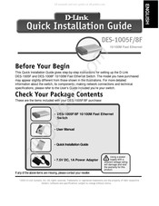 D-Link DES-1005F Guide D'installation Rapide