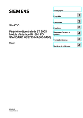 Siemens SIMATIC IM151-1 FO STANDARD Manuel