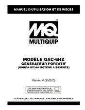 MQ Multiquip GAC-6HZ Manuel D'utilisation Et De Pièces