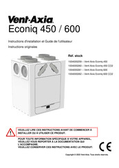 Vent-Axia Econiq 600 Instructions D'installation Et Guide De L'utilisateur