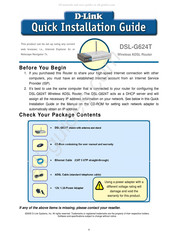 D-Link DSL-G624T Guide D'installation Rapide