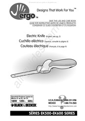 Black & Decker ergo EK600 Serie Guide D'entretien Et D'utilisation