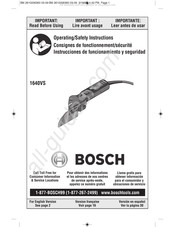 Bosch 1640VS Consignes De Fonctionnement/Sécurité