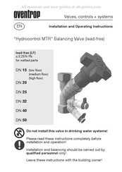 Oventrop Hydrocontrol MTR Notice De Montage Et D'utilisation