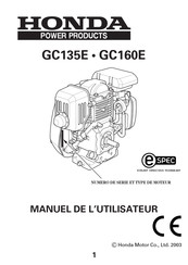 Honda Power Products GC135E Manuel De L'utilisateur