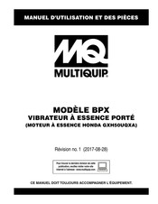 MQ Multiquip BPX Manuel D'utilisation Et De Pièces