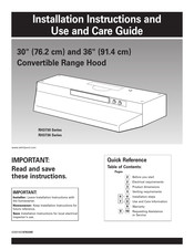Whirlpool RH3730 Serie Instructions D'installation Et Guide D'utilisation Et D'entretien