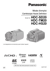 Panasonic HDC-TM20 Mode D'emploi