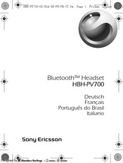 Sony Ericsson HBH-PV700 Guide D'utilisation