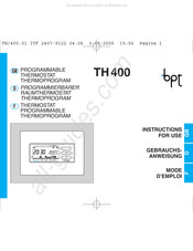 Bpt TH 400 Mode D'emploi