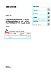 Siemens SIMATIC IM151-1 HIGH FEATURE Manuel D'instructions