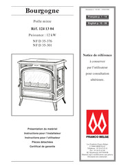 FRANCO BELGE Bourgogne NF D 35-376 Instructions Pour L'installateur