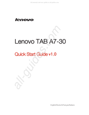 Lenovo TAB A7-30 Guide De Démarrage Rapide