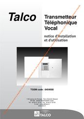 TALCO 6404008 Notice D'utilisation Et D'installation
