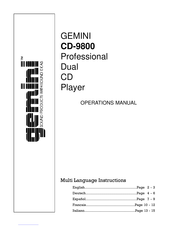Gemini CD-9800 Mode D'emploi
