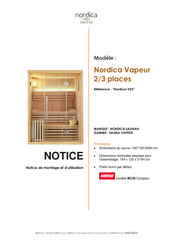 NORDICA SAUNA Vapeur 2/3 places Notice De Montage Et D'utilisation