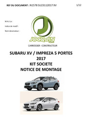 JOCQUIN SUBARU XV 2017 KIT SOCIETE Instructions De Montage