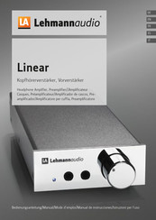 Lehmannaudio Linear Mode D'emploi