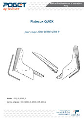 POGET Plateaux QUICK Notice D'utilisation Et D'entretien