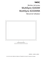NEC MultiSync E233WMi Manuel De L'utilisateur