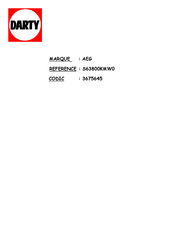 AEG S63800KMW0 Notice D'utilisation