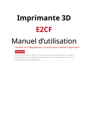 Raise3D E2CF Manuel D'utilisation