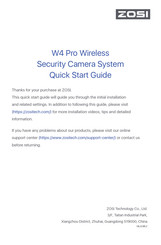 ZOSI W4 Pro Wireless Guide Rapide