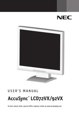 NEC ASLCD92VX-BK Manuel De L'utilisateur