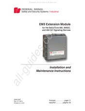 Federal Signal EM-3 Instructions D'installation Et D'entretien